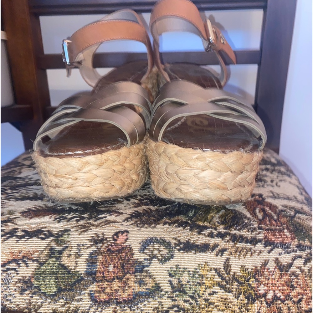 Sam Edelman Darlene Wedge Sandals 8.5 Metallic Gold Espadrille Braided Platform - Picture 11 of 16